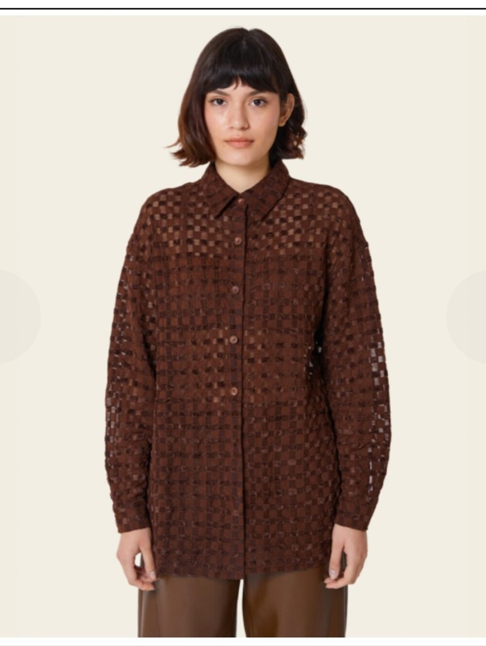 Find Me Now Harmony Checkered Mesh Long Sleeved Buttondown